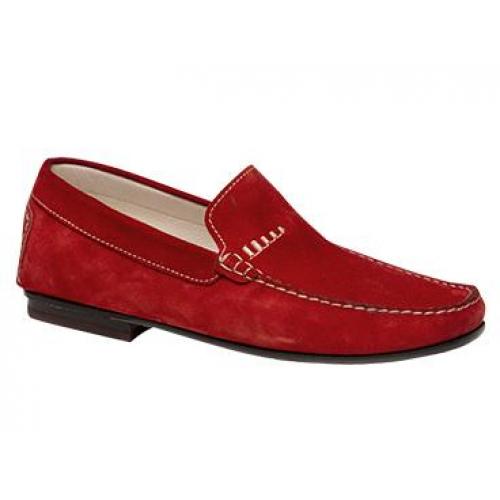 Bacco Bucci "Otto" Red Genuine English Suede Moccasin Loafer Shoes
